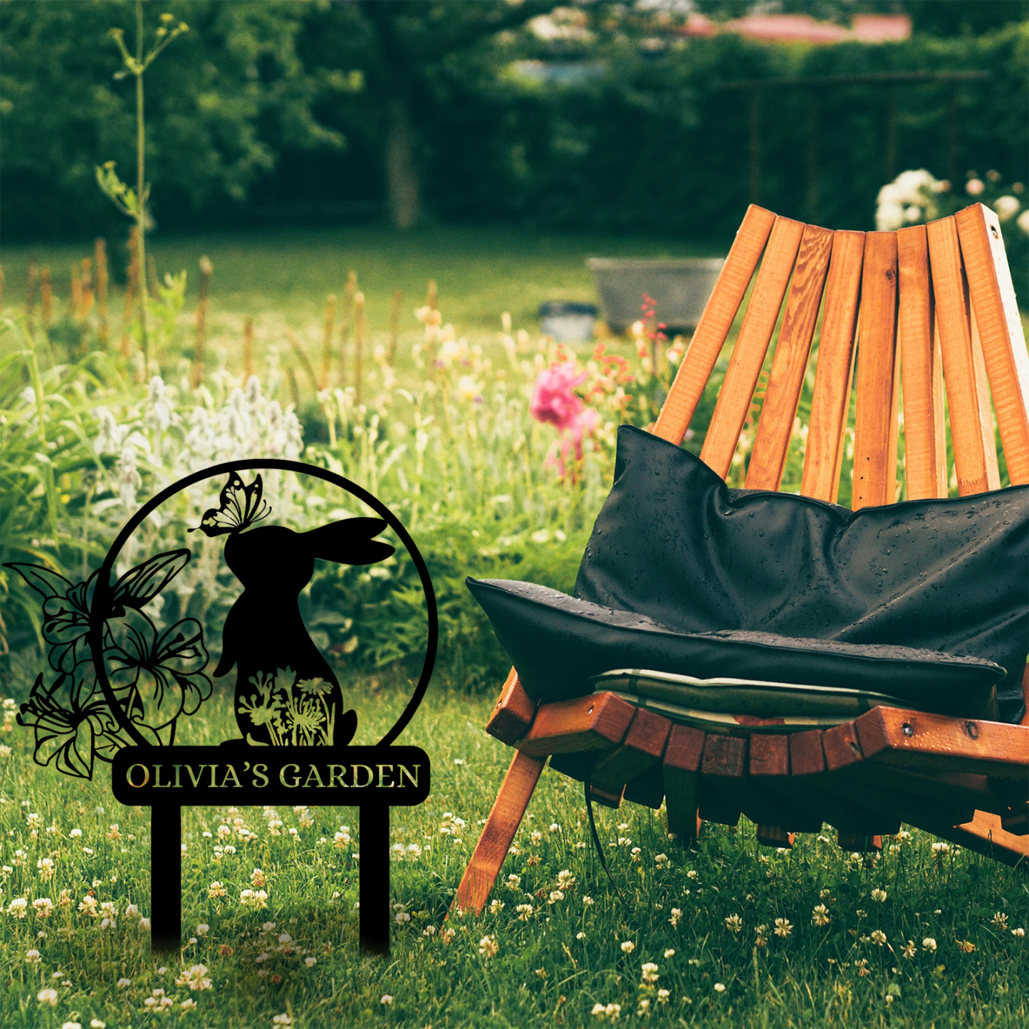 Personalized Rabbit Metal Garden Signs | Farm Animal Sign | Rabbit Sympathy Gift | Garden Signs Plaque Outdoor Decor-MetalsignX