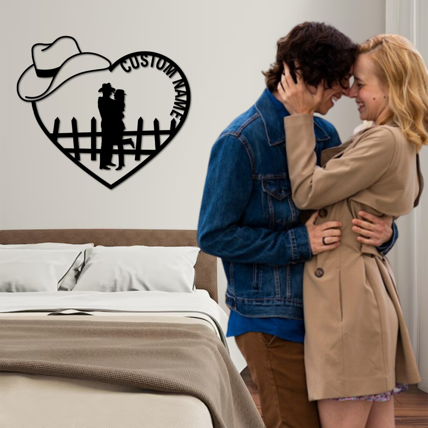 Duckbe Personalized Cowboy Couple Sign, Western Home Decor, Custom Metal Name Sign, Rustic Western Wall Art, Cowboy Cowgirl Wall Decor, Wedding Anniversary Gifts for Couples 2025 Color10