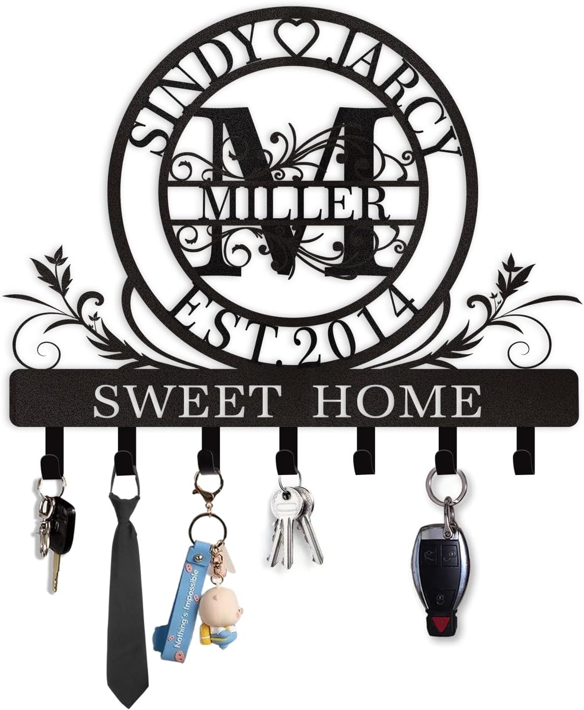 Personalized Key Holder for Wall, Custom Metal Deer Cabin Key Hooks with Name-MetalsignX