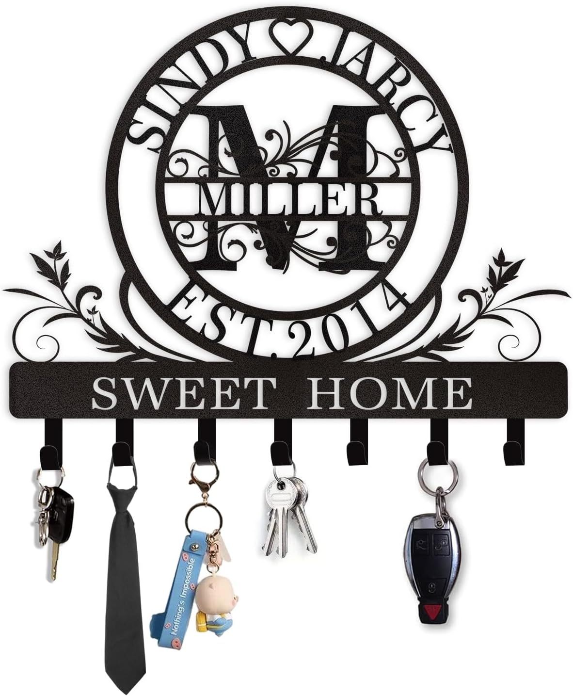 Personalized Key Holder for Wall, Custom Metal Deer Cabin Key Hooks with Name-MetalsignX
