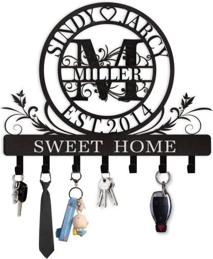 Personalized Key Holder for Wall, Custom Metal Deer Cabin Key Hooks with Name-MetalsignX