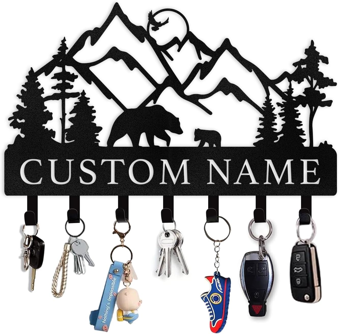 Personalized Key Holder for Wall, Custom Forest Deer Coat Rack Wall Hanging-MetalsignX