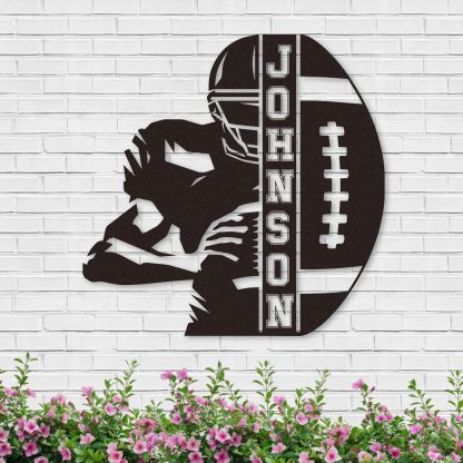 Custom Football Sign Metal Wall Art, American Football Player Hanging Sign Outdoor Metal-MetalsignX