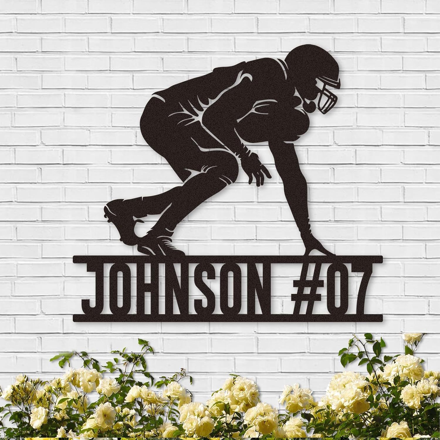 Custom Football Sign Metal Wall Art, American Football Player Hanging Sign Outdoor Metal-MetalsignX