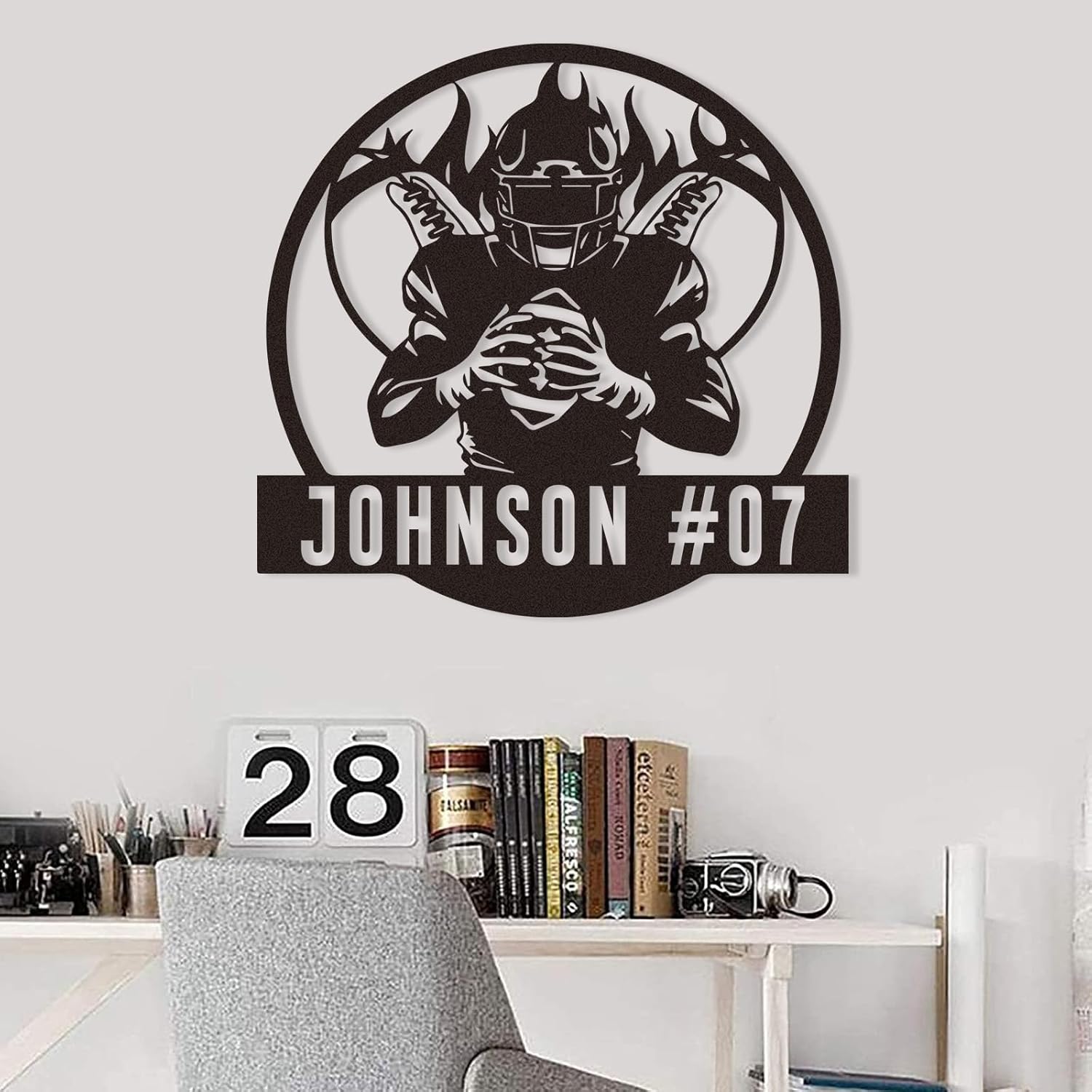 Personalized Football Metal Sign, Metal Signs Customized, Custom Ball Football Metal Wall Art, Custom Signs Outdoor Metal, Custom Name Sign Football Room Decor for Boys