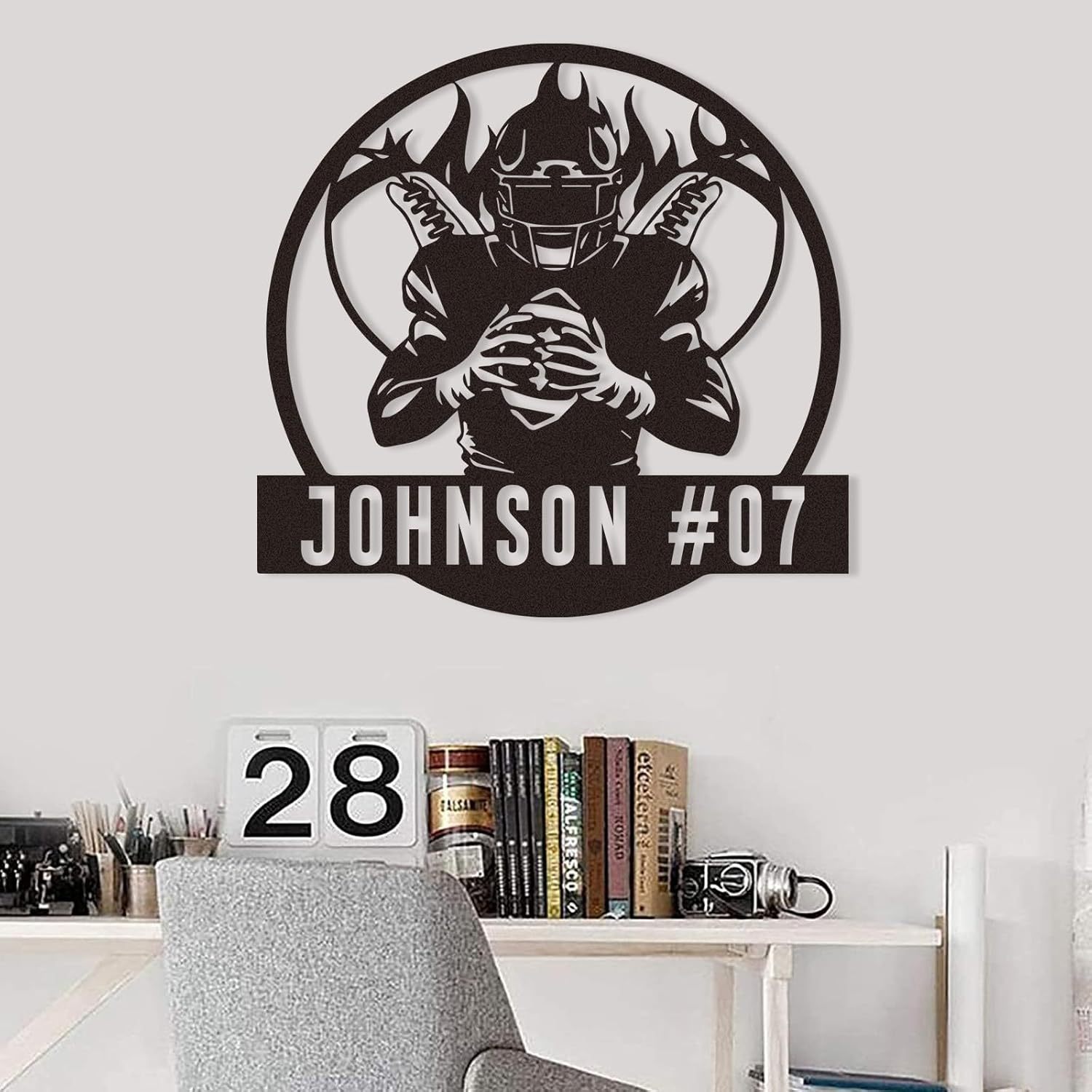 Personalized Football Metal Sign, Metal Signs Customized, Custom Ball Football Metal Wall Art, Custom Signs Outdoor Metal, Custom Name Sign Football Room Decor for Boys
