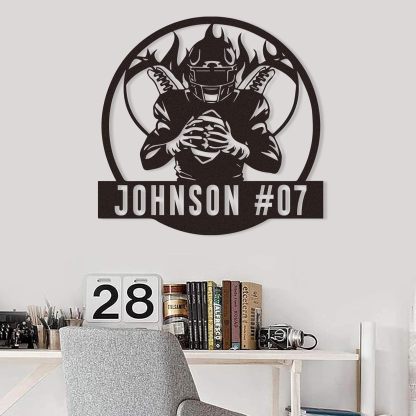 Personalized Football Metal Sign, Metal Signs Customized, Custom Ball Football Metal Wall Art, Custom Signs Outdoor Metal, Custom Name Sign Football Room Decor for Boys
