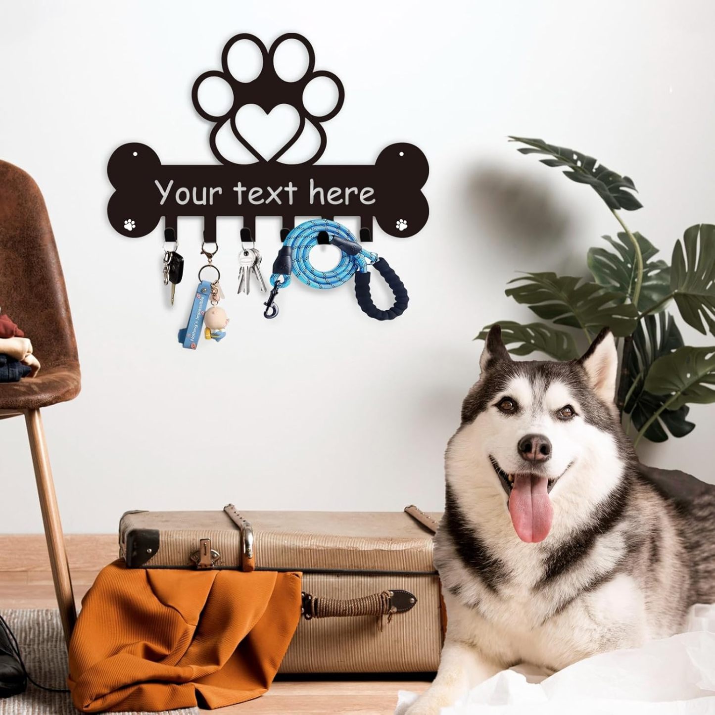 Personalized Dog Leash Holder for Wall, Dog Decor Gifts for Dog Lovers-MetalsignX