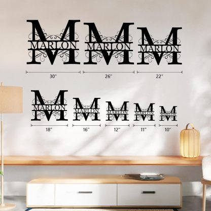 Custom Metal Name Signs, Split Letter Family Sign, Monogram Metal Wall Art, Housewarming Gifts-MetalsignX