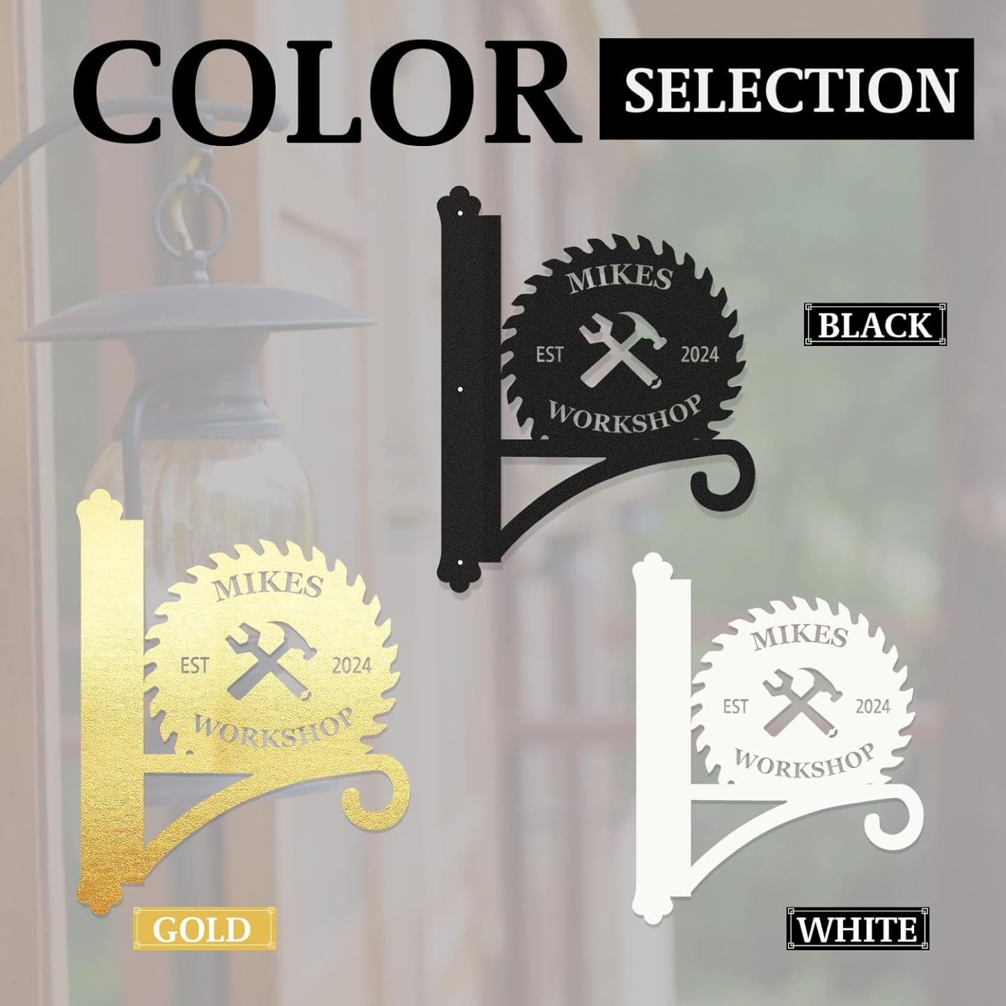 Personalized Iron Hanging Plant Bracket, Customizable Decorative Wall Plant Hanger Indoor Outdoor, Custom Name Bird Feeder Hook, Anti Rust Metal Hook for Wind Chimes Lantern