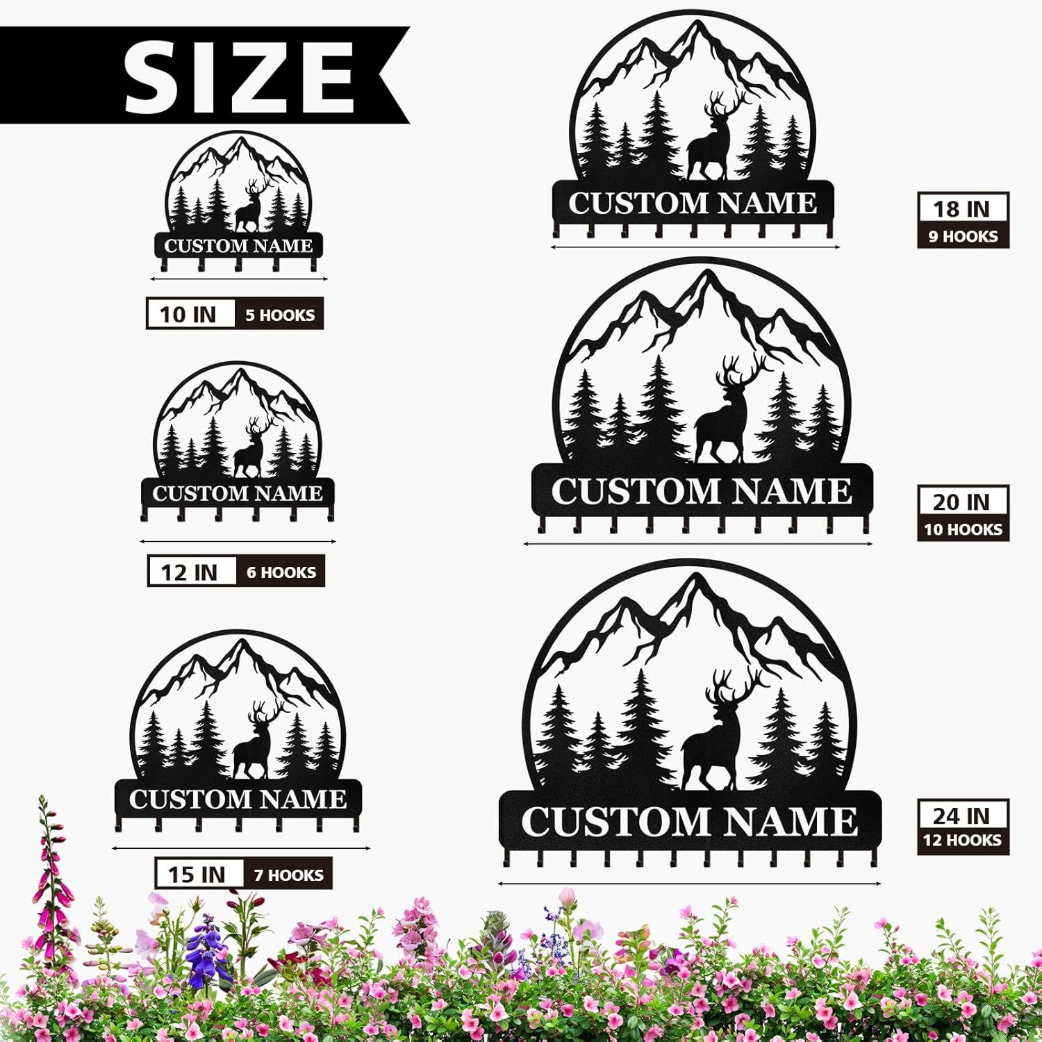 Personalized Key Holder for Wall, Custom Forest Deer Key Rack Hanger with Hooks-MetalsignX