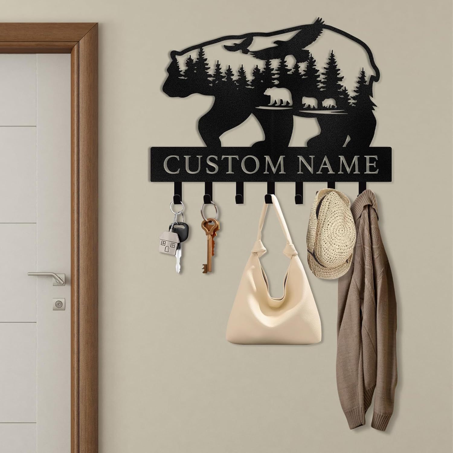 Custom  Key Holder, Personalized Polar Bear Design Key Hanger | Functional Wall Decor for Home-MetalsignX