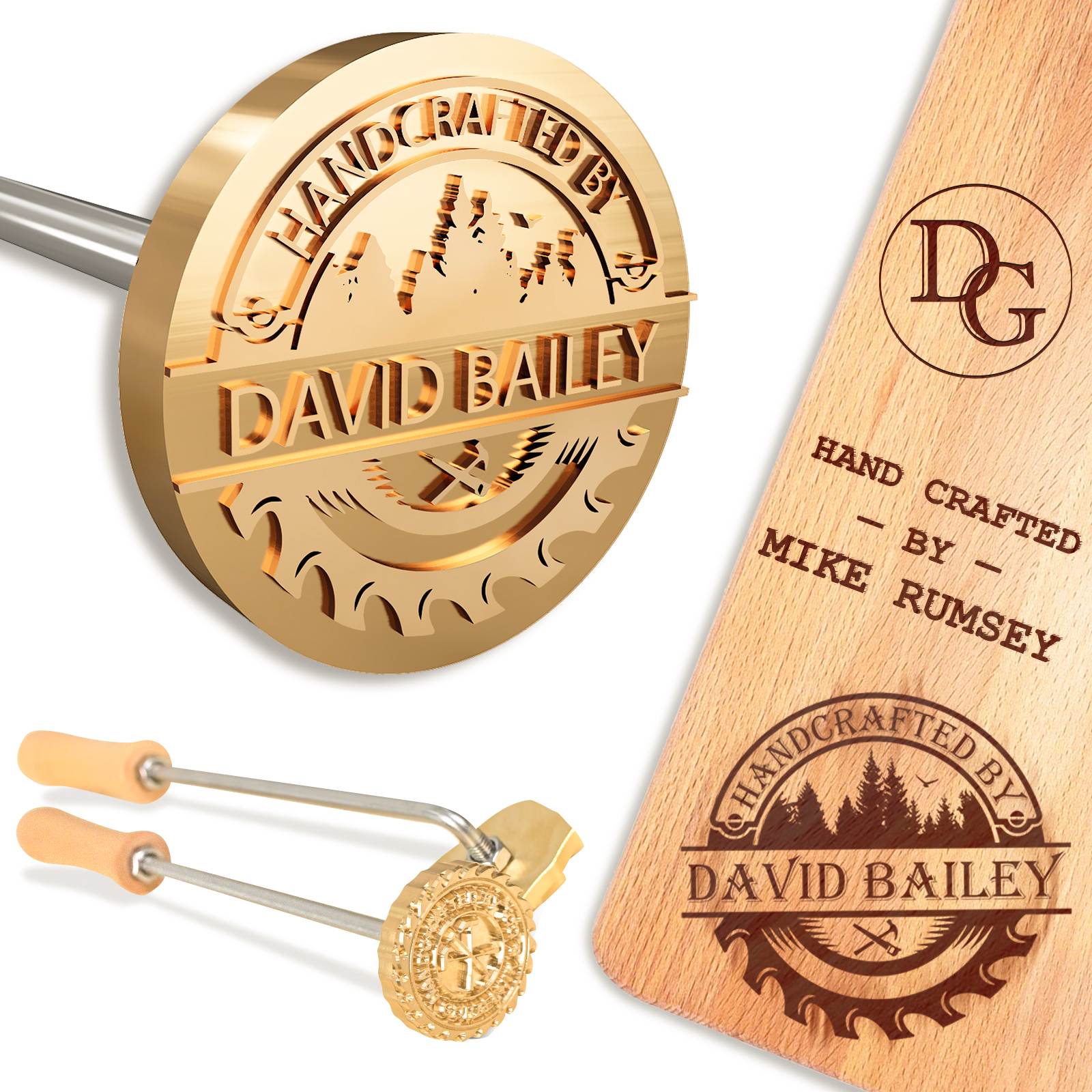 Custom Branding Iron for Wood, Personalized Logo Branding Iron for Leather Meat - Wood Burning Metal Stamp with Handle, Durable Heat Letter Stamp for Party Wedding Gifts, Woodworking Tools