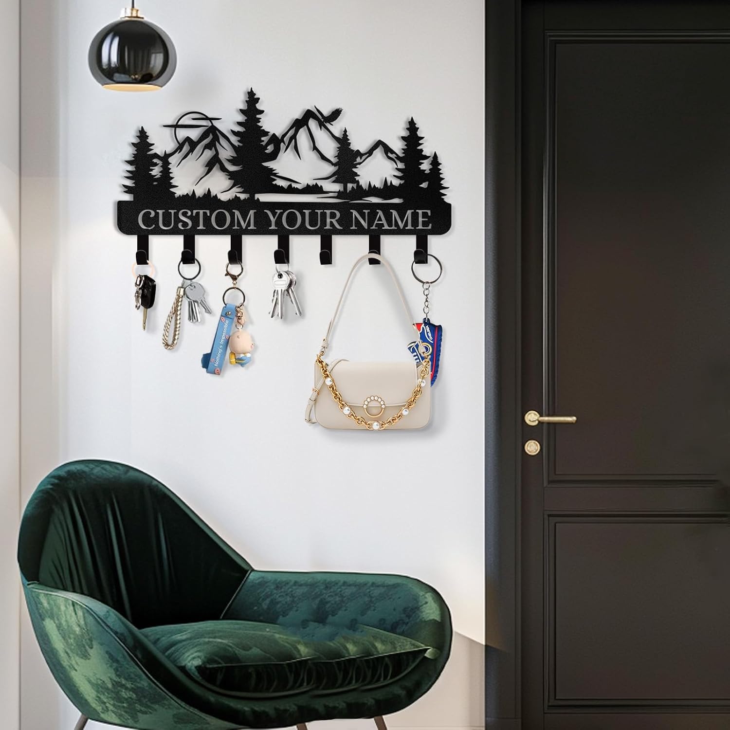 Personalized Key Holder for Wall, Custom Forest Deer Coat Rack Wall Hanging-MetalsignX