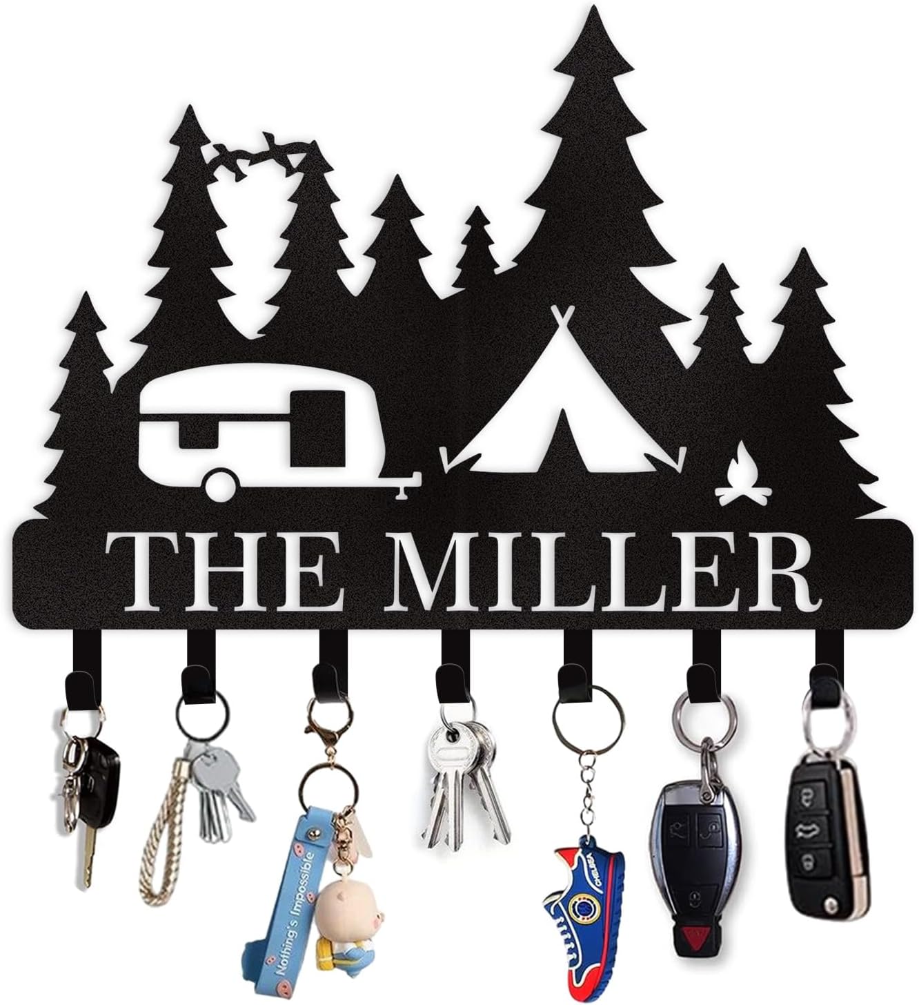 Personalized Key Holder for Wall, Custom Forest Deer Coat Rack Wall Hanging