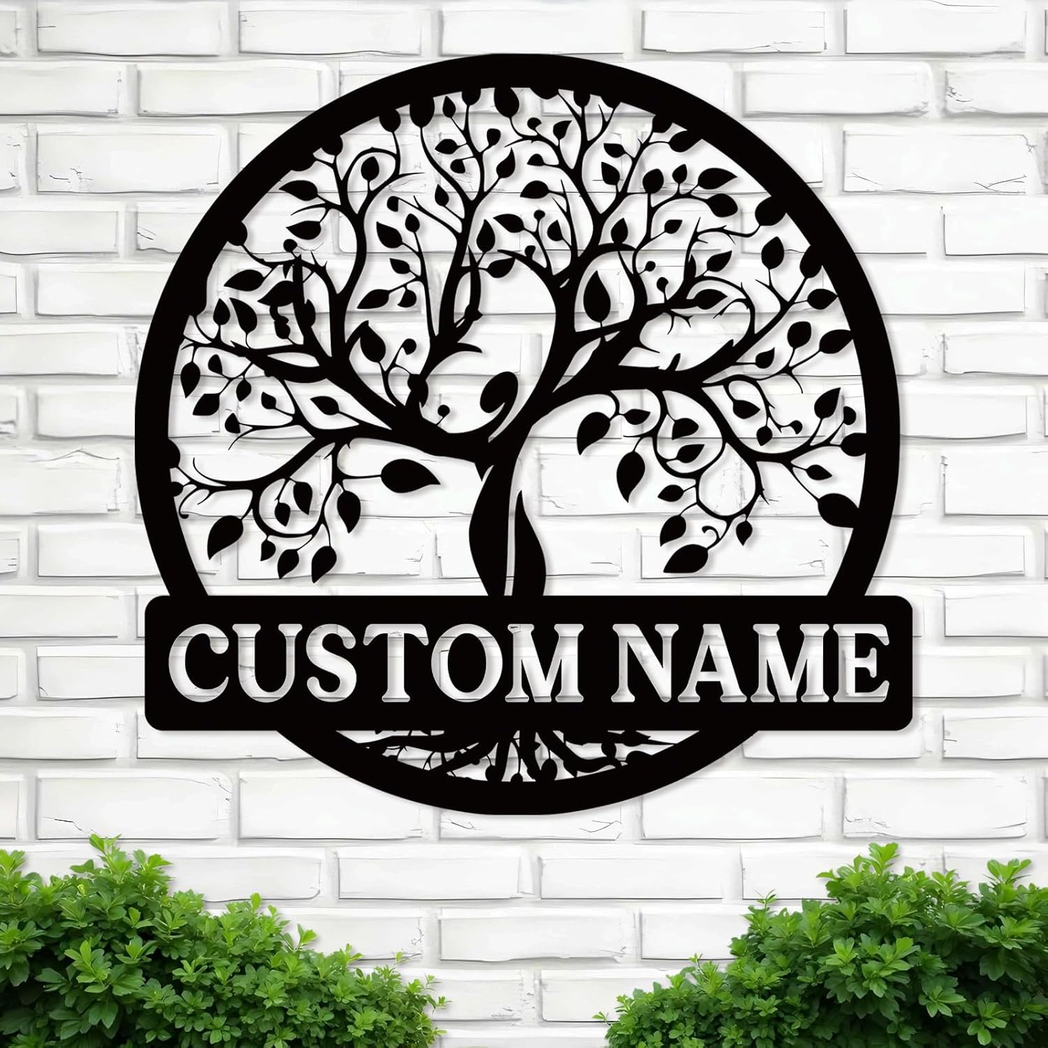 Personalized Metal Wall Art, Custom Tree of Life & Monogram Yard Sign, Last Name Garden Family Sign & Wedding Gift-MetalsignX