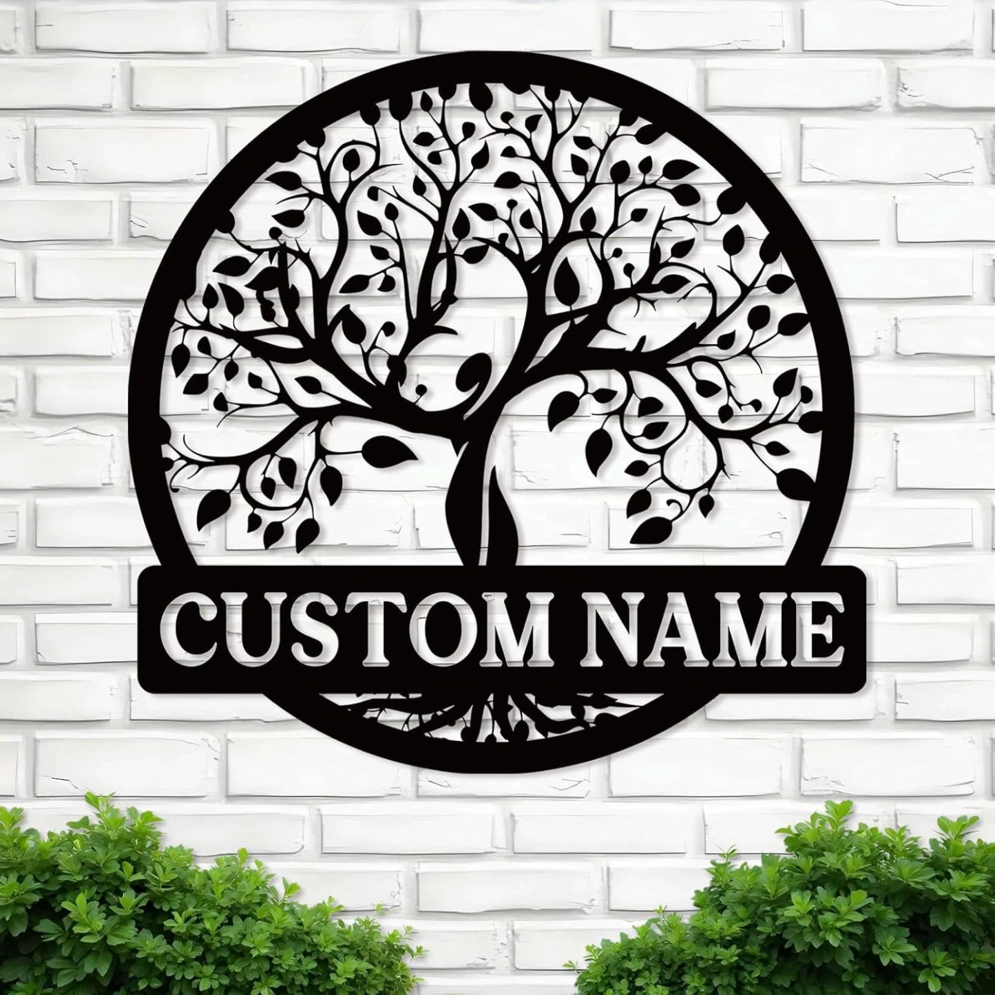 Personalized Metal Wall Art, Custom Tree of Life & Monogram Yard Sign, Last Name Garden Family Sign & Wedding Gift-MetalsignX