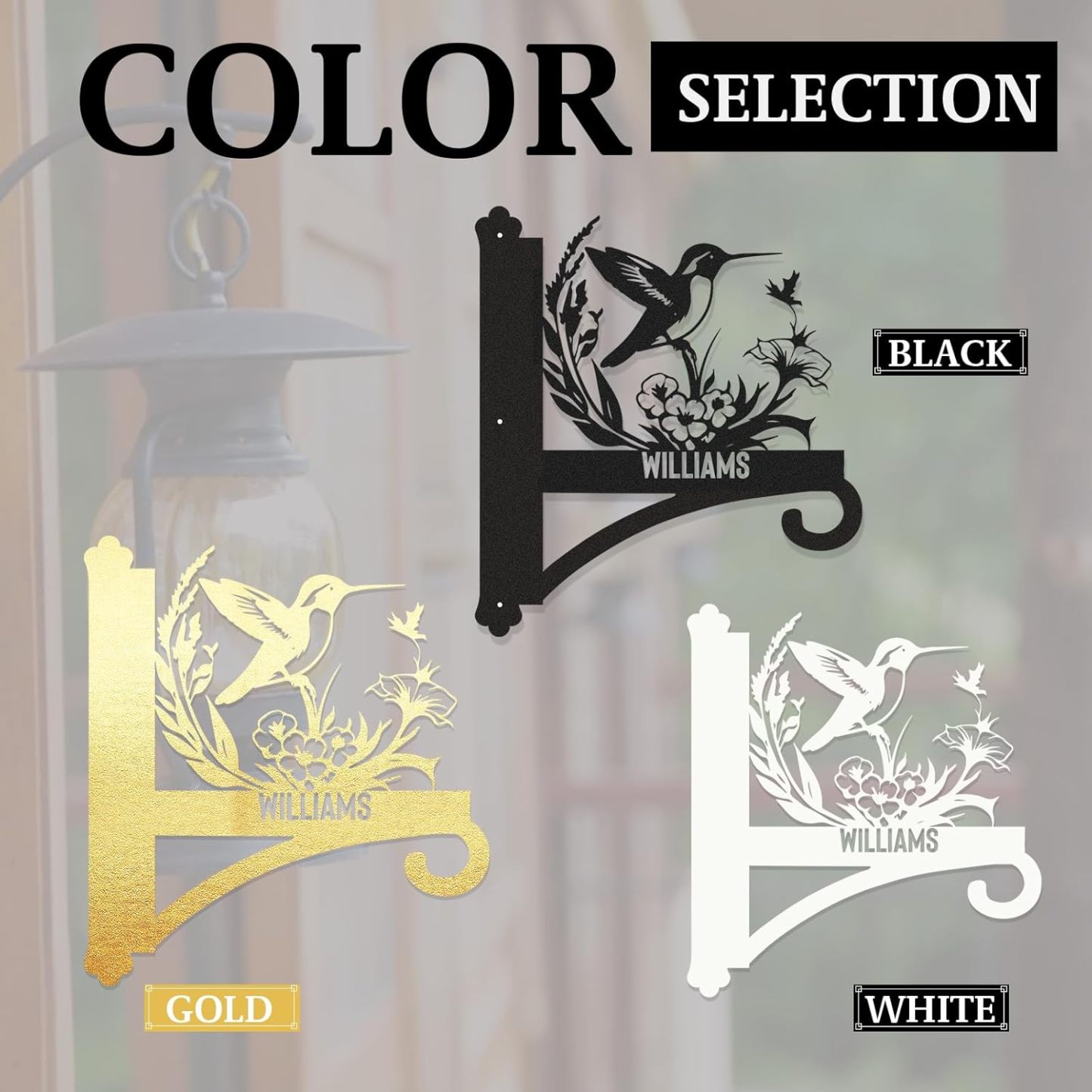 Personalized Iron Hanging Plant Bracket, Customizable Decorative Wall Plant Hanger Indoor Outdoor, Custom Name Bird Feeder Hook, Anti Rust Metal Hook for Wind Chimes Lantern