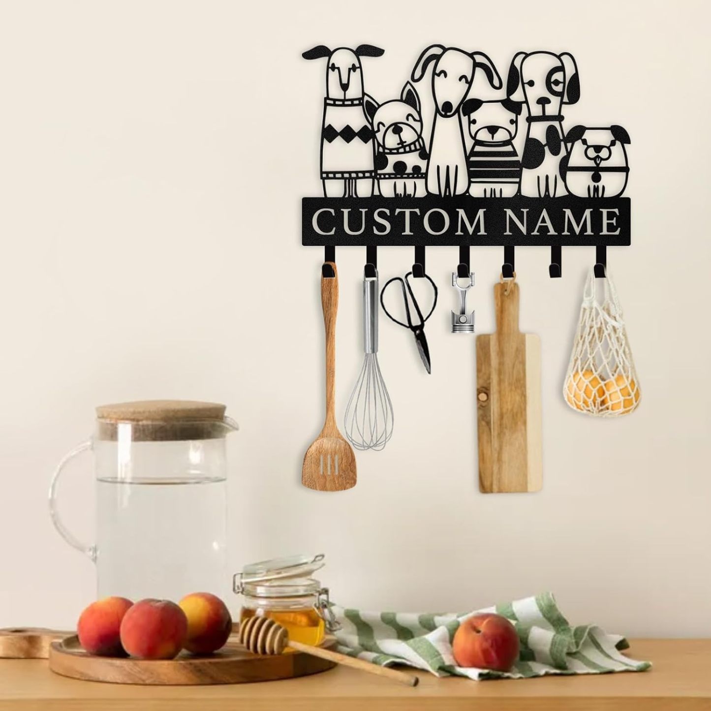 Custom Metal Key Rack for Pet Lovers, Dog Pack Key Holder-MetalsignX