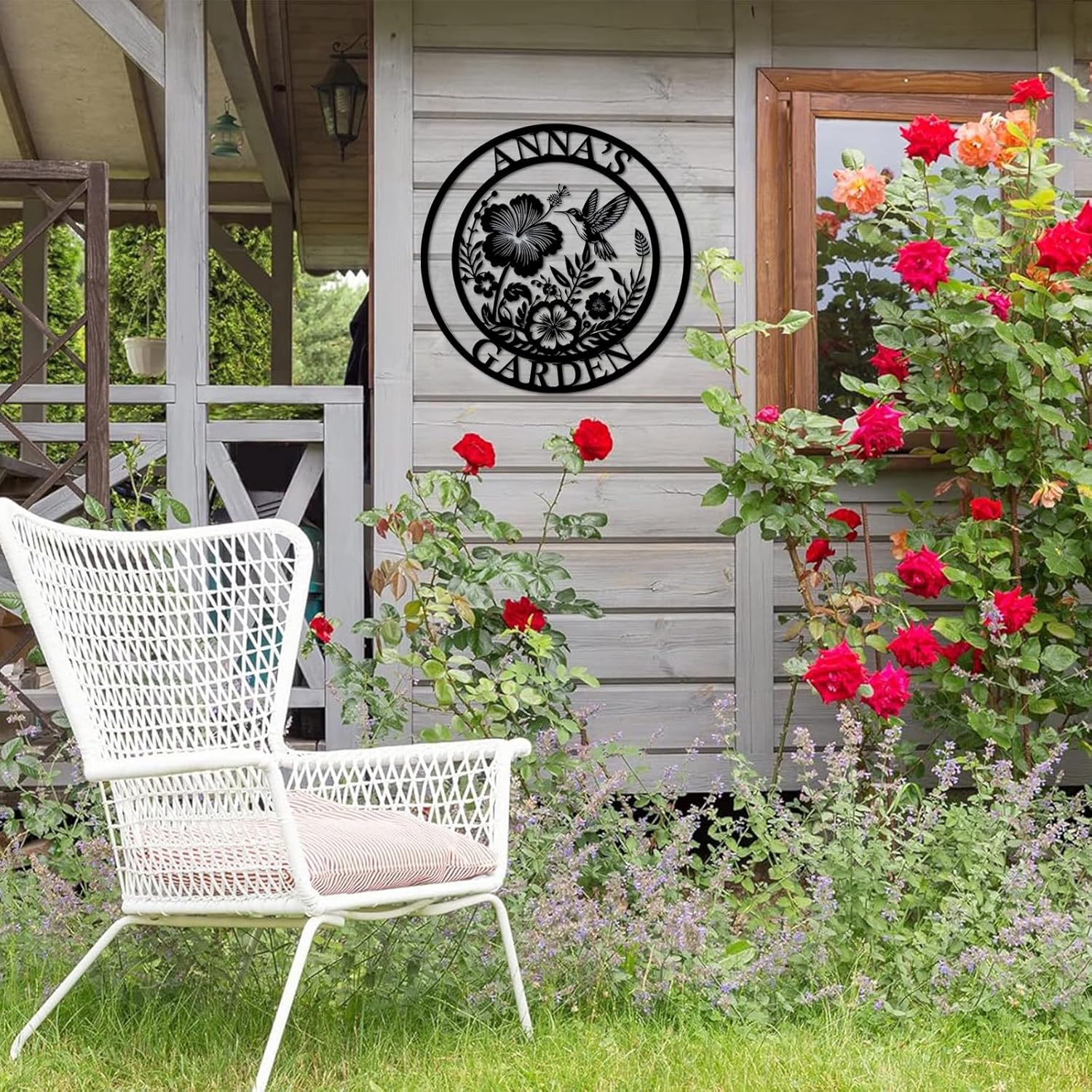 Personalized Metal Garden Sign with Name, Custom Flower Decor for Outdoor Spaces-MetalsignX