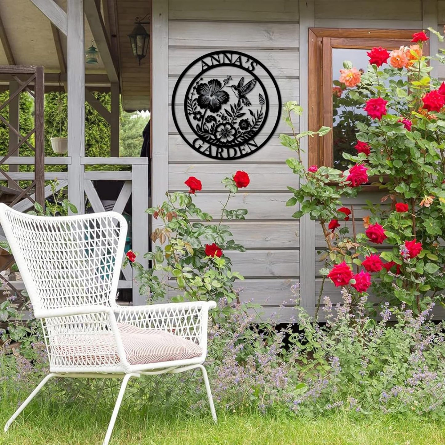 Personalized Metal Garden Sign with Name, Custom Flower Decor for Outdoor Spaces-MetalsignX