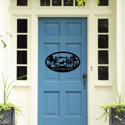 Personalized Deer Metal Cabin Sign, Custom Buck Hunter Gift, Family Name & Monogram Sign, Outdoor Hunting Porch Decor, Gift for Him-MetalsignX