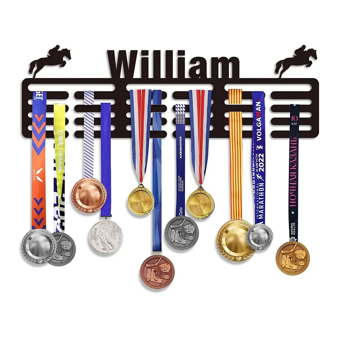 Custom Medal Hanger with Name, Wall Mount Holder for 60 Medals, Perfect for Youth Athletes & Sports Awards-MetalsignX