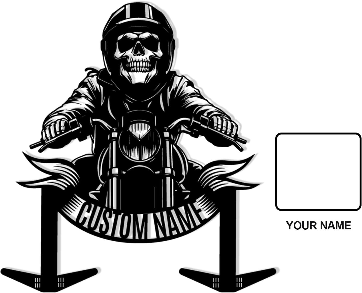 Vintage Iron Motorcycle Helmet Holder , Handmade Wall Hook with Personalized Name-MetalsignX