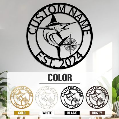 Personalized Largemouth Bass Metal Sign, Custom Fishing Last Name Sign for Home, Fish Family Signs Wall Decor-MetalsignX