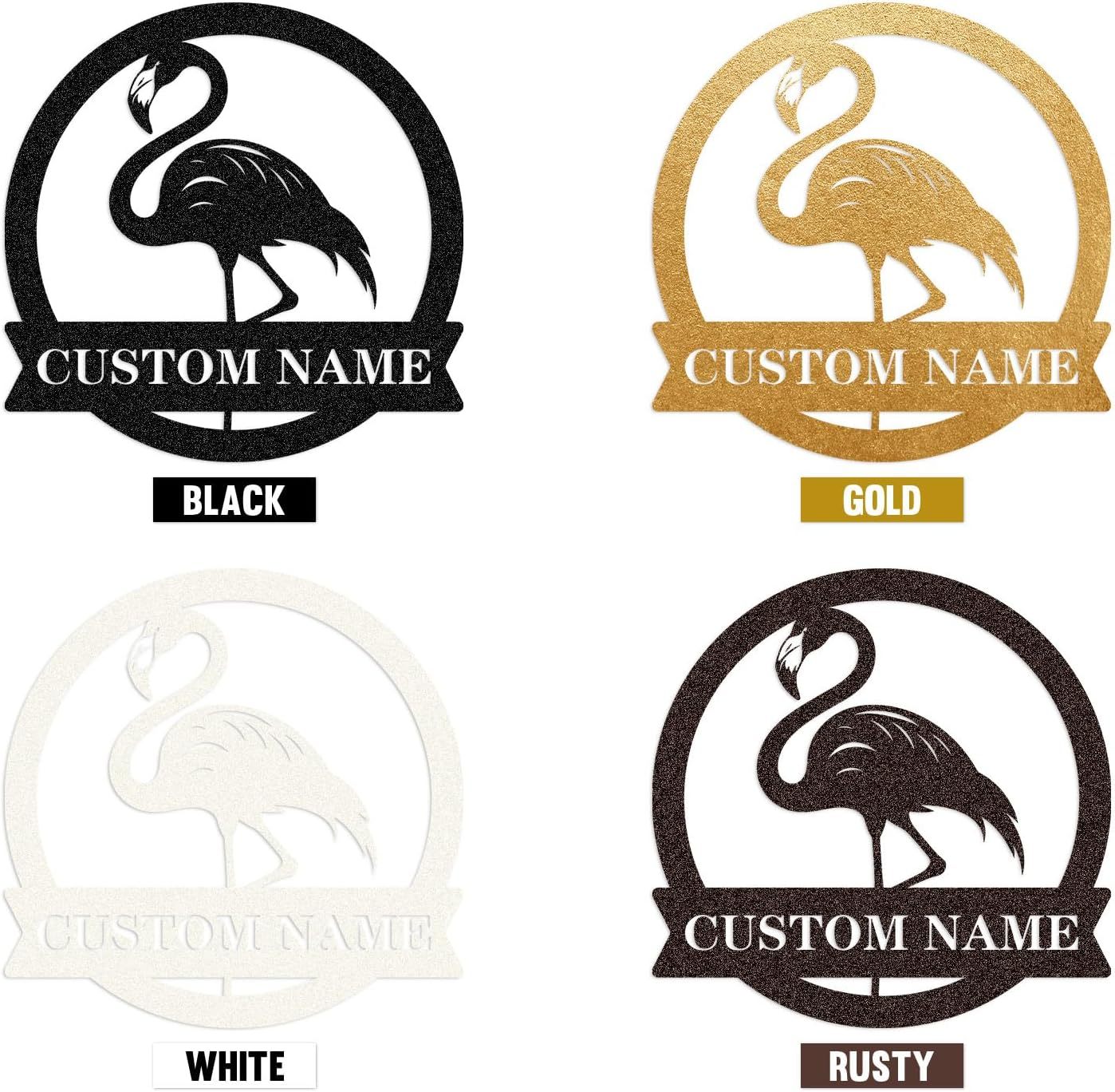 Personalized Beach Metal Sign, Custom Flamingo Metal Name Sign-MetalsignX