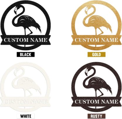 Personalized Beach Metal Sign, Custom Flamingo Metal Name Sign-MetalsignX