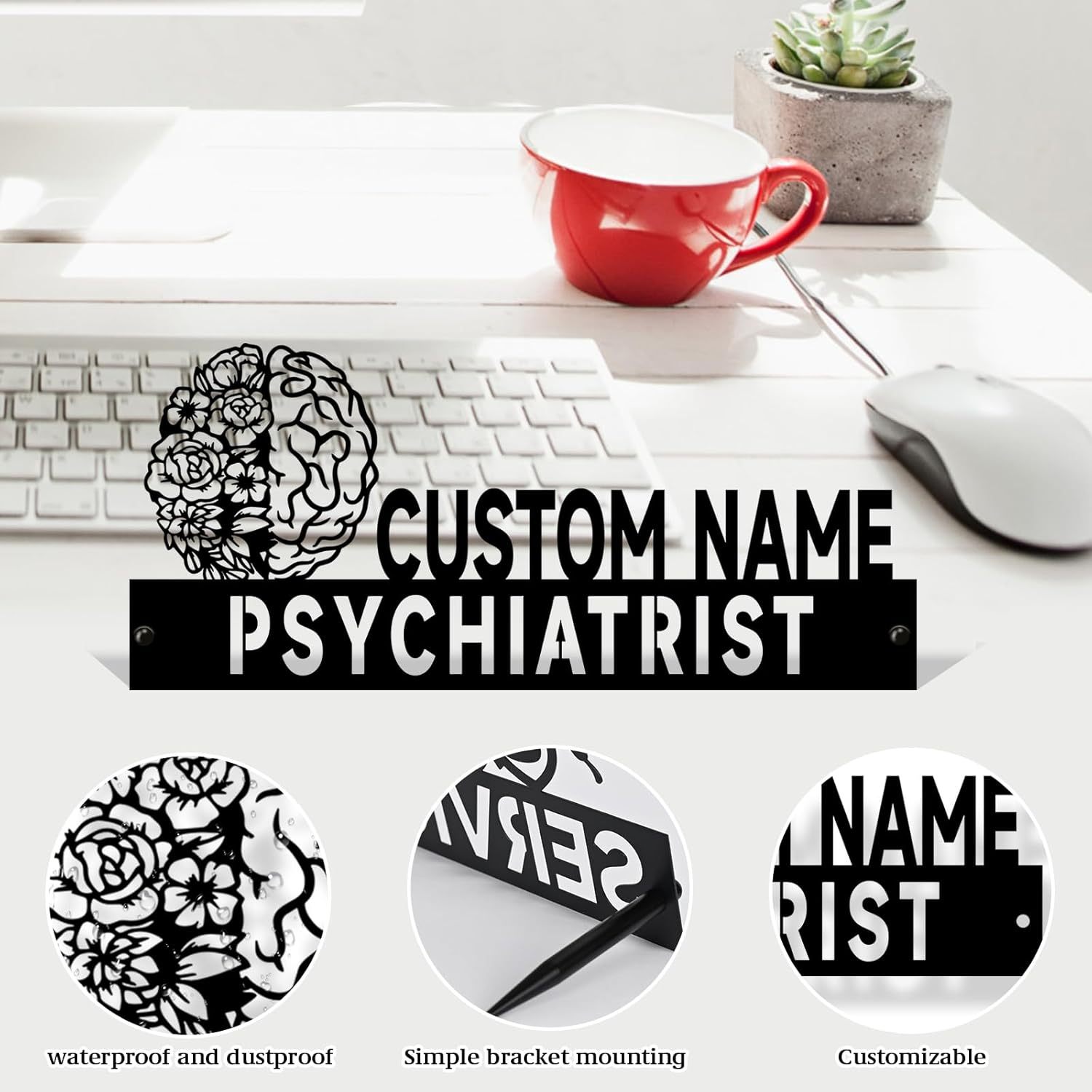  Custom Family Name Plate for Desk, Metal Sign Name Tags, Personalized Desk Accessories-MetalsignX
