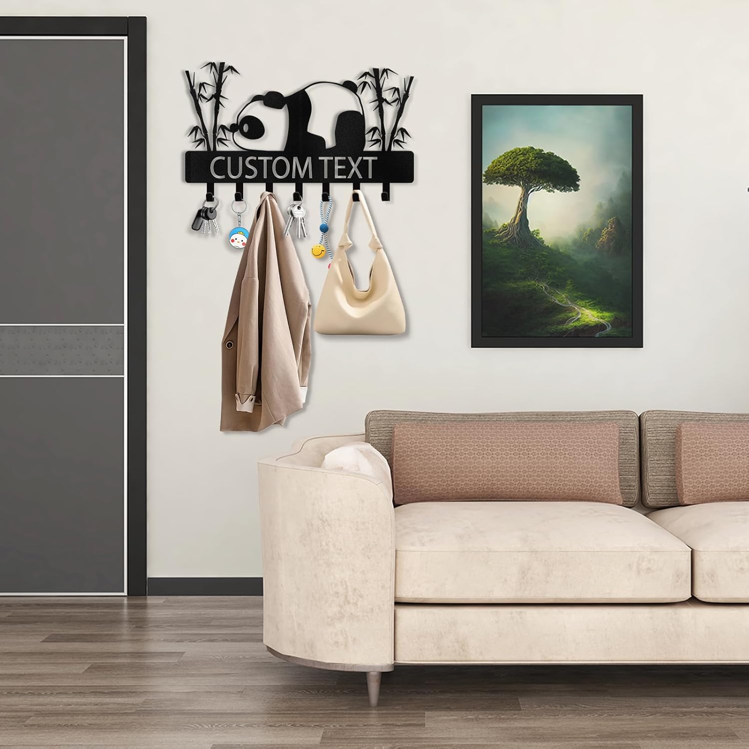 Personalized Key Holder Wall Mount, Metal Panda Coat Hook Key Holder for Hanging-MetalsignX