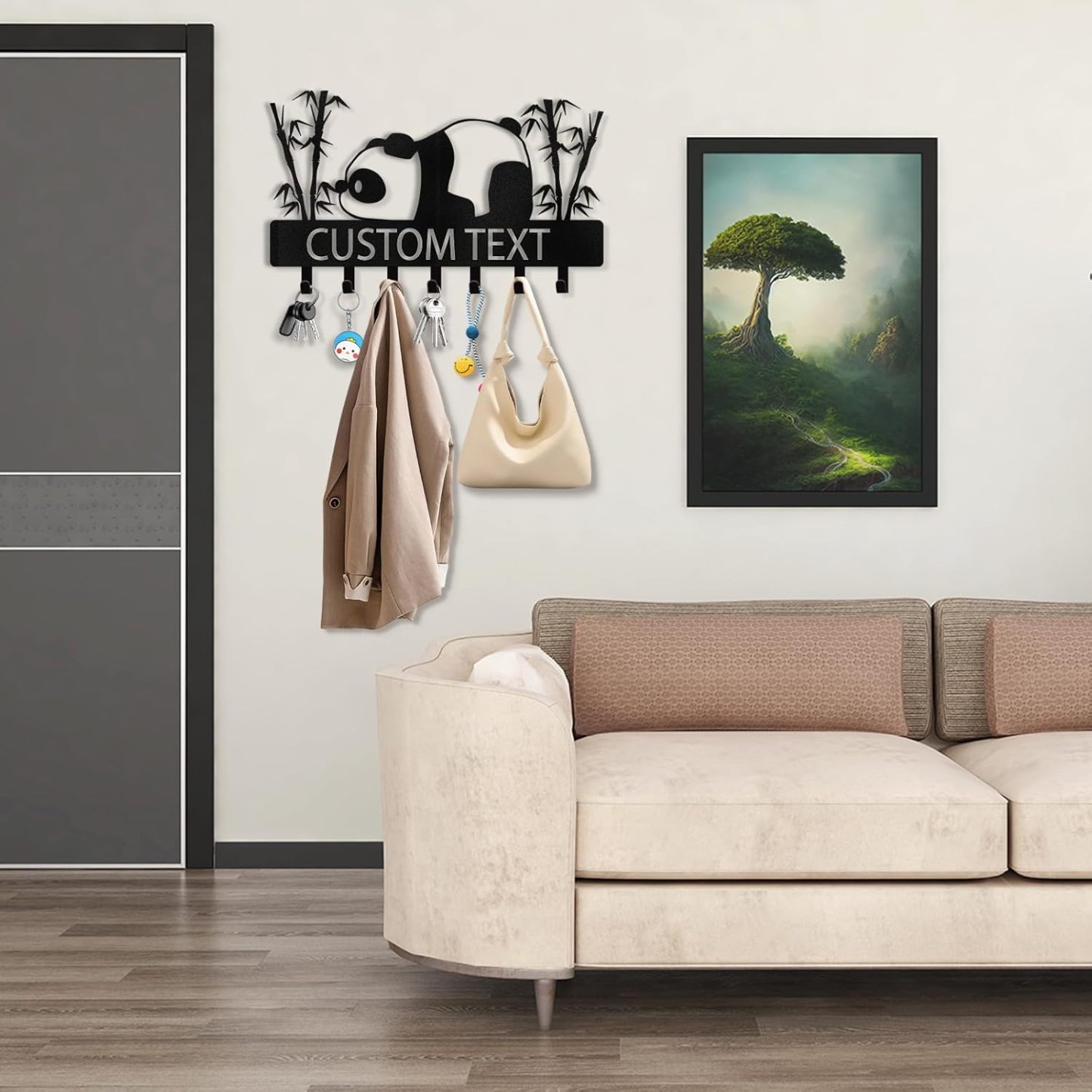 Personalized Key Holder Wall Mount, Metal Panda Coat Hook Key Holder for Hanging-MetalsignX