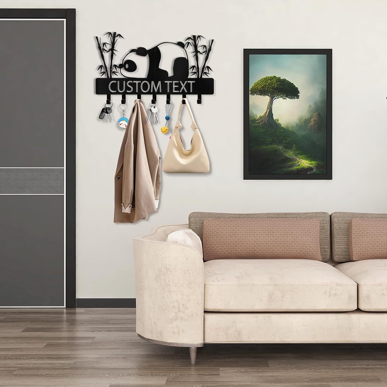 Personalized Key Holder Wall Mount, Metal Panda Coat Hook Key Holder for Hanging-MetalsignX