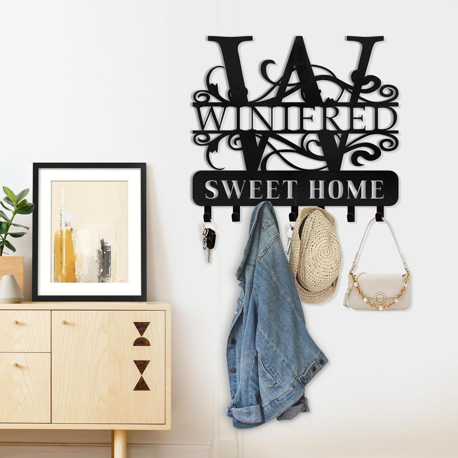 Personalized Key Holder for Wall, Custom Forest Deer Coat Rack Wall Hanging-MetalsignX