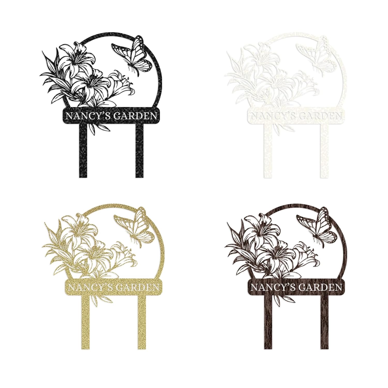 Personalized Garden Signs, Customized Metal Yard Sign Stakes, Custom Butterfly Garden Name Sign,-MetalsignX