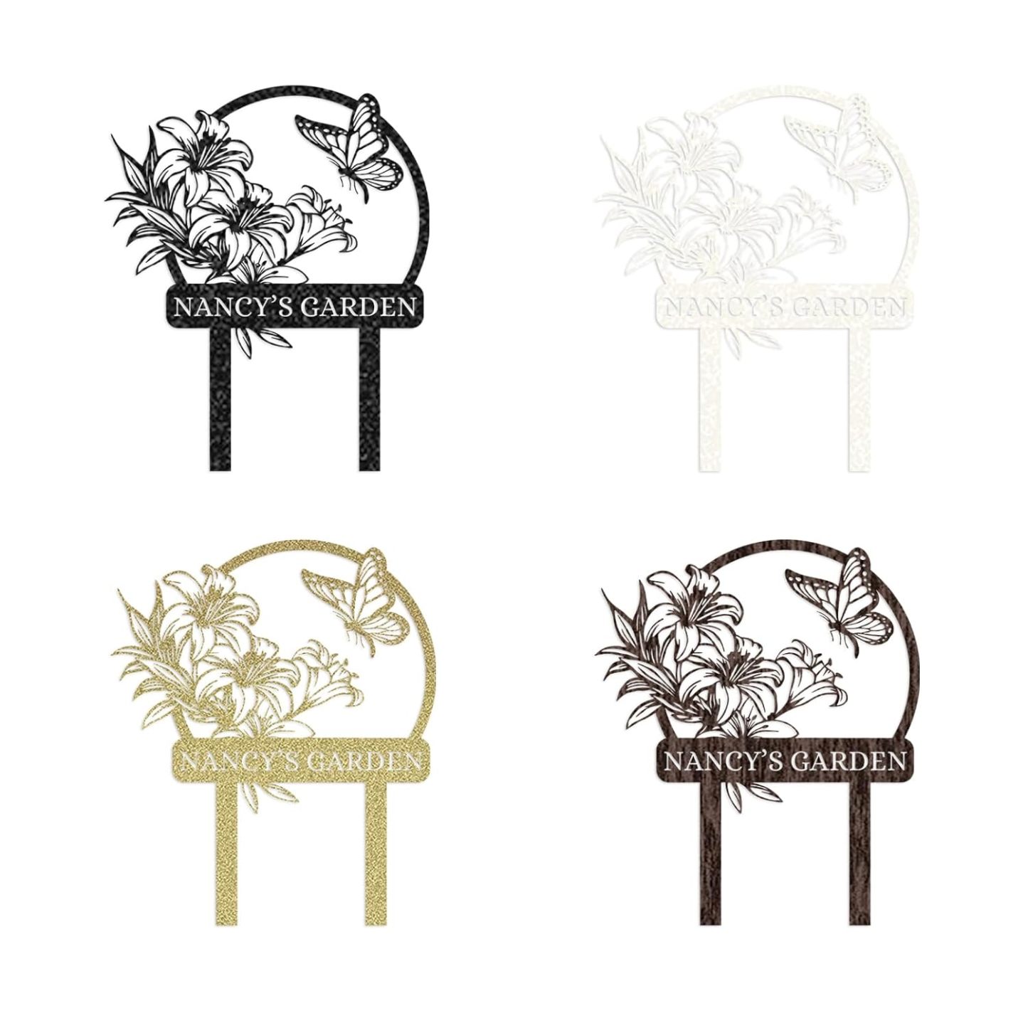 Personalized Garden Signs, Customized Metal Yard Sign Stakes, Custom Butterfly Garden Name Sign,-MetalsignX