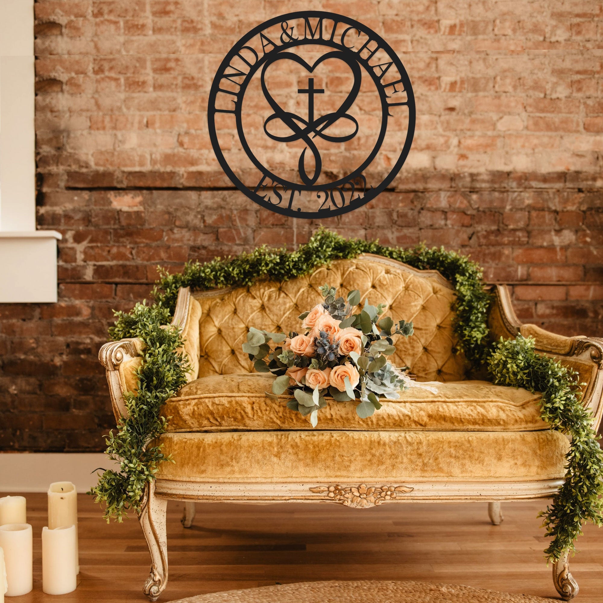 Personalized 100% Handmade Wedding Metal Sign of Name And Special Date Love Sign-MetalsignX