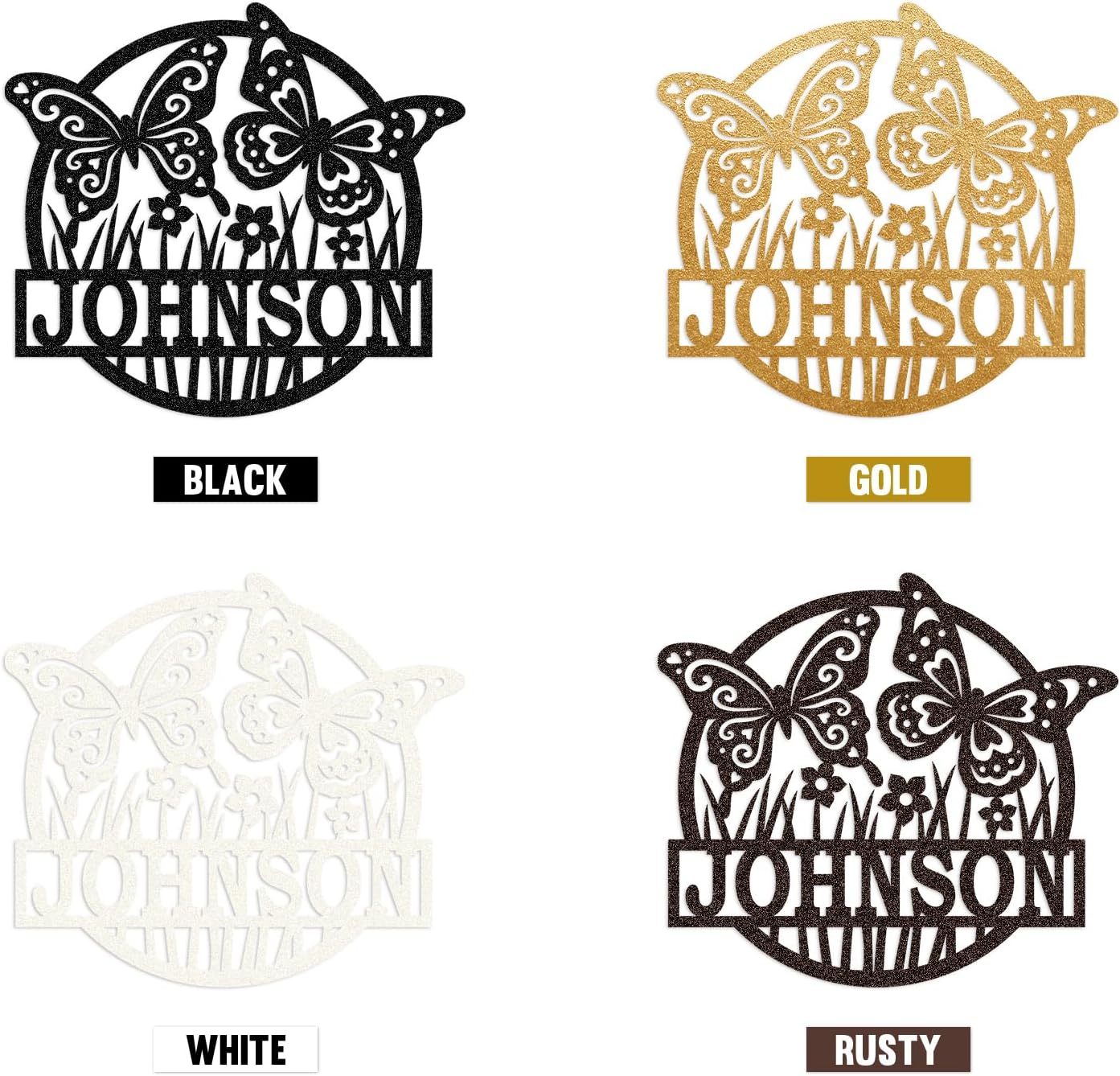 Custom Metal Sign, Personalized Butterfly Cabin Sign, Monogram Family Name Sign, Outdoor Wall Art, Bedroom Decor, Housewarming Gift-MetalsignX