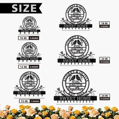 Personalized Key Holder for Wall, Metal Key Rack Wall Mount with Couple's Name-MetalsignX