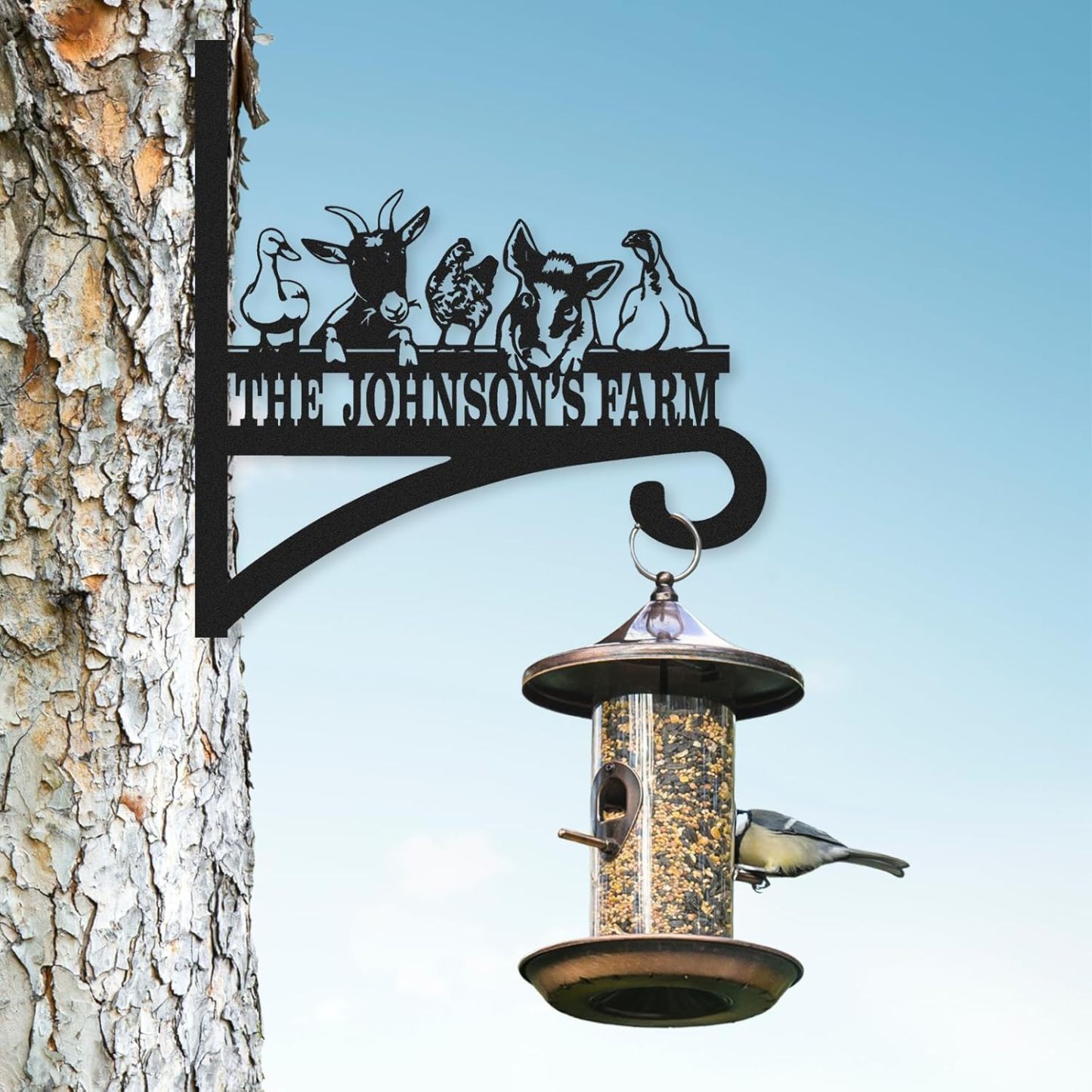 Personalized Iron Hanging Plant Bracket, Customizable Decorative Wall Plant Hanger Indoor Outdoor, Custom Name Bird Feeder Hook, Anti Rust Metal Hook for Wind Chimes Lantern
