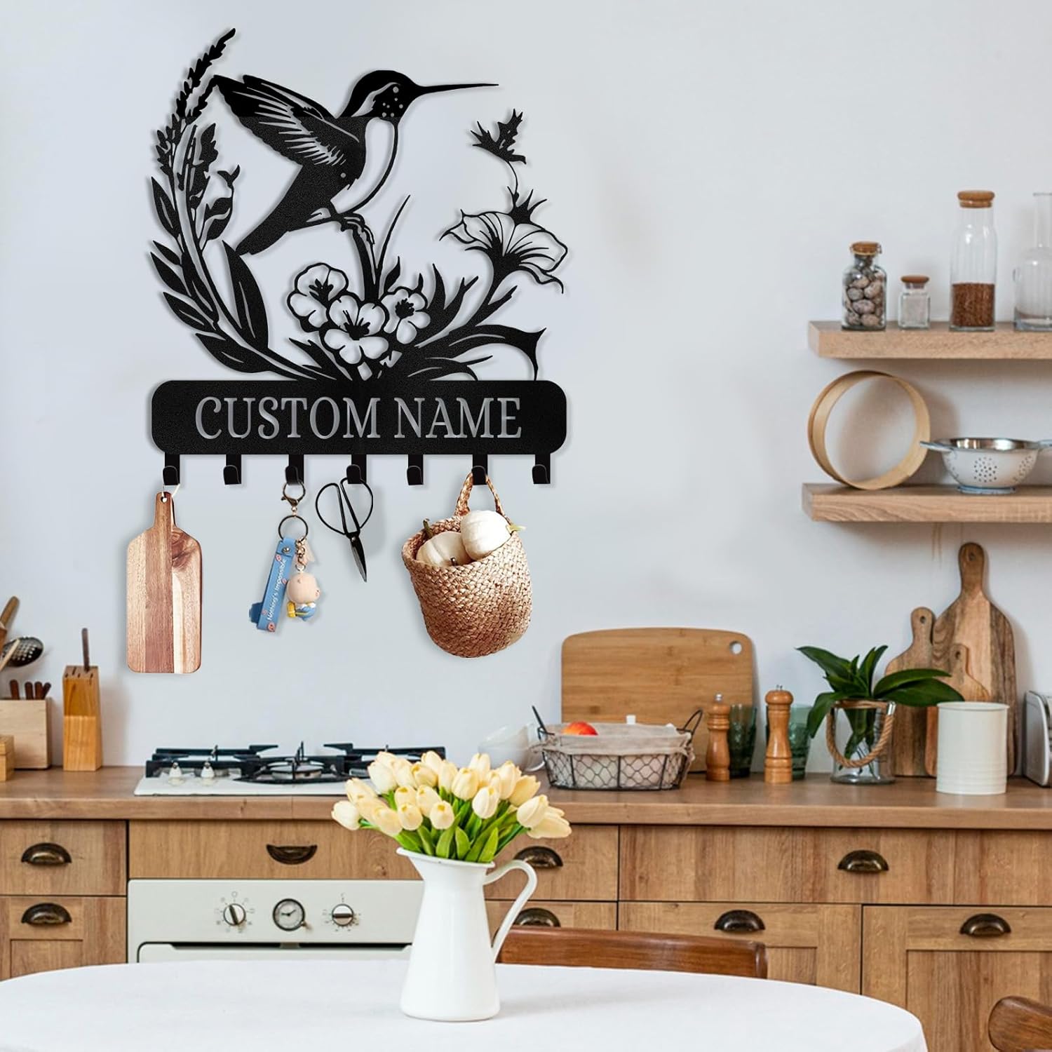 Personalized Key Holder for Wall, Custom Family Name Key Rack Holder-MetalsignX