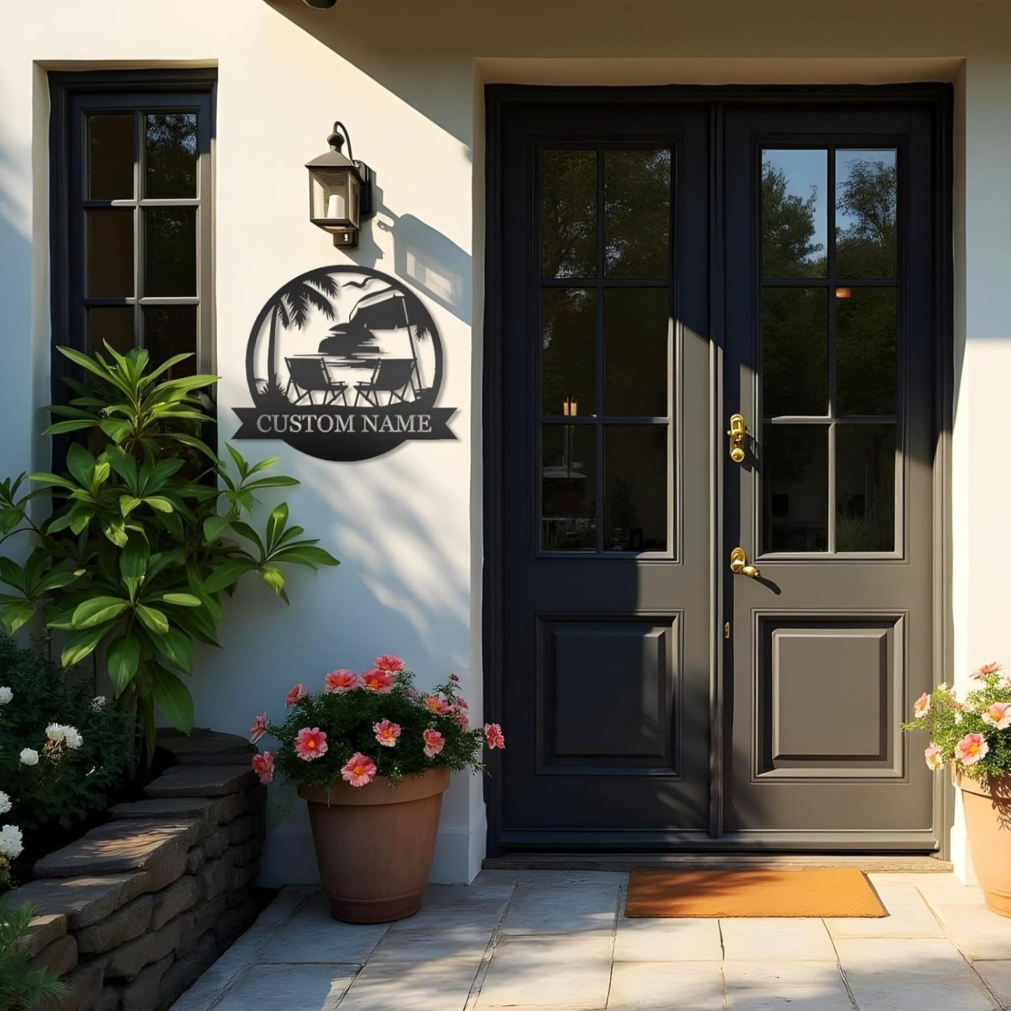 Personalized Palm Tree Metal Sign , Tropical Beach House Decor for Coastal Vibes-MetalsignX