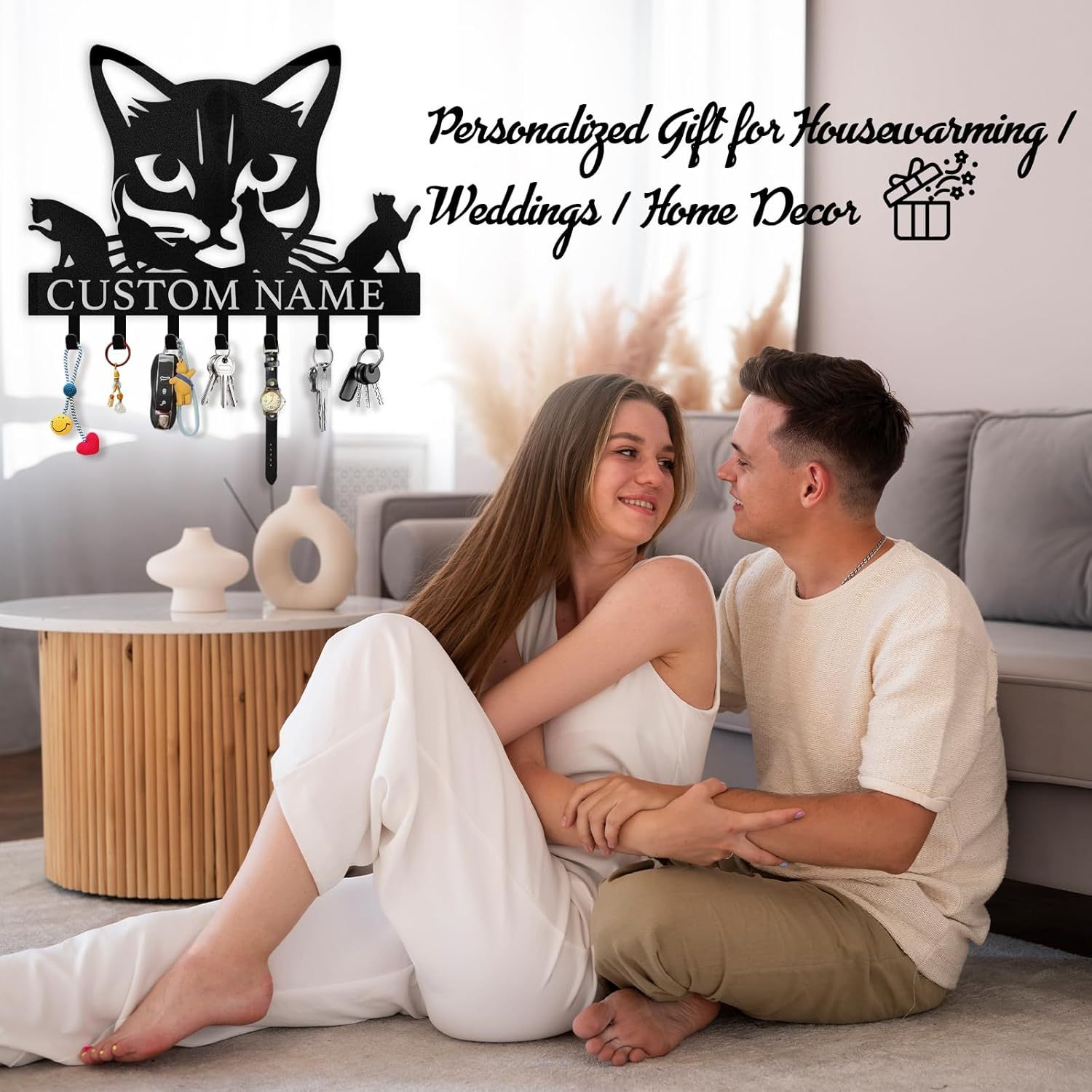 Custom Name Metal Key Holder Wall Mount, Organizer Rack for Home Entryway-MetalsignX