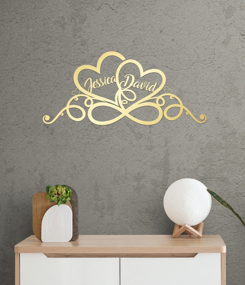 Personalized Wedding Gift for Couple Heart Sign with Names and Wedding Date Metal Sign-MetalsignX