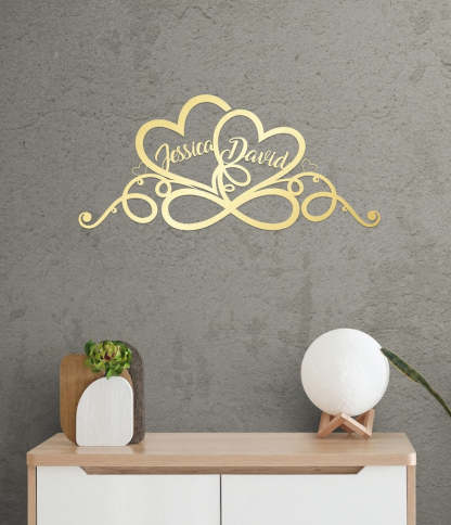 Personalized Wedding Gift for Couple Heart Sign with Names and Wedding Date Metal Sign-MetalsignX