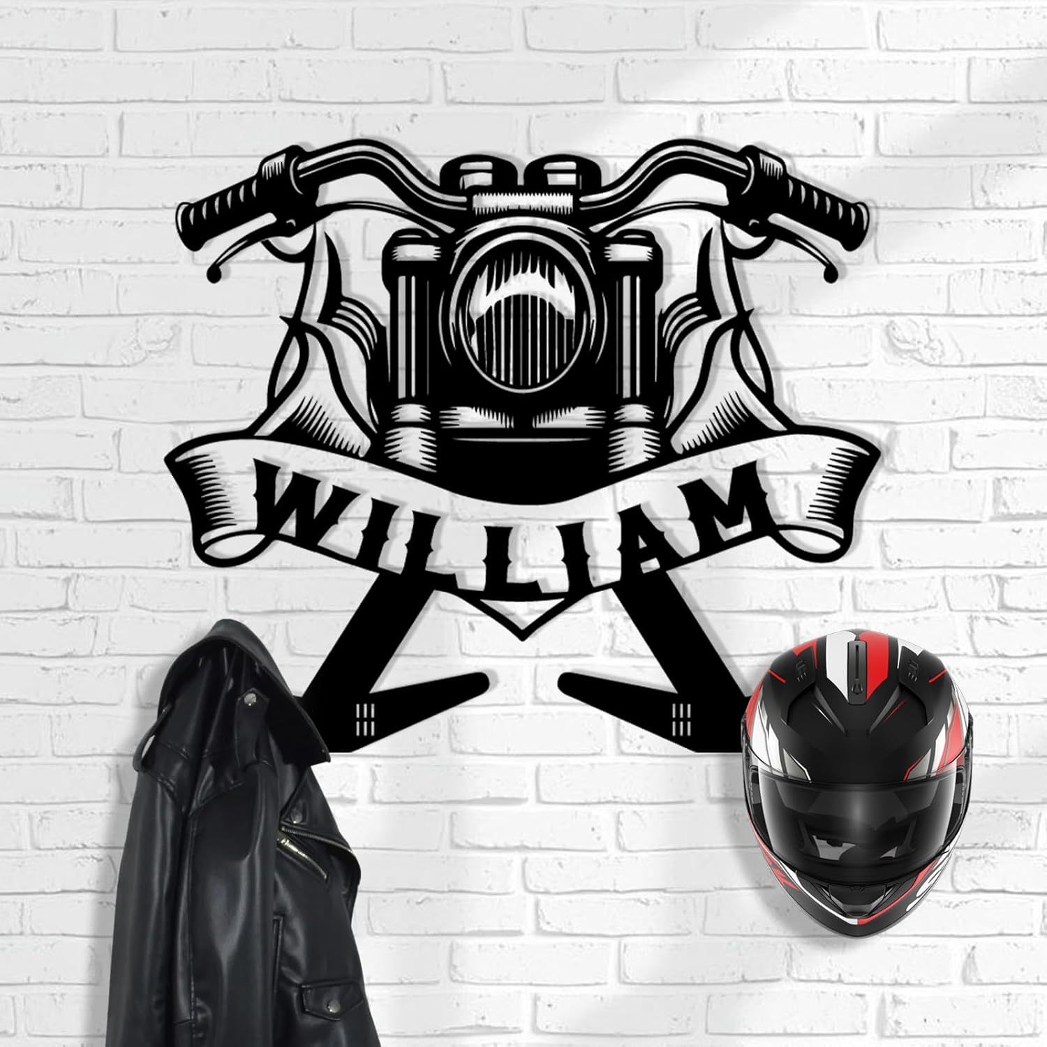 Handcrafted Metal Helmet Hanger , Durable Wrought Iron Wall Rack-MetalsignX