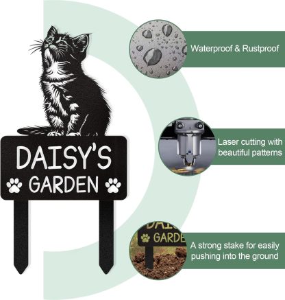 Personalized Pet Memorial Garden Stake, Custom Cat Headstone for Outdoor Decor | Memorial Plaque for Lost Pets-MetalsignX