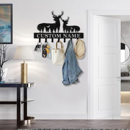 Custom Name Metal Key Holder Wall Mount, Organizer Rack for Home Entryway-MetalsignX